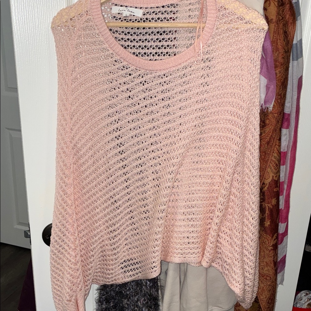 Love Tree Light Pink Open-Knit Women's Sweater